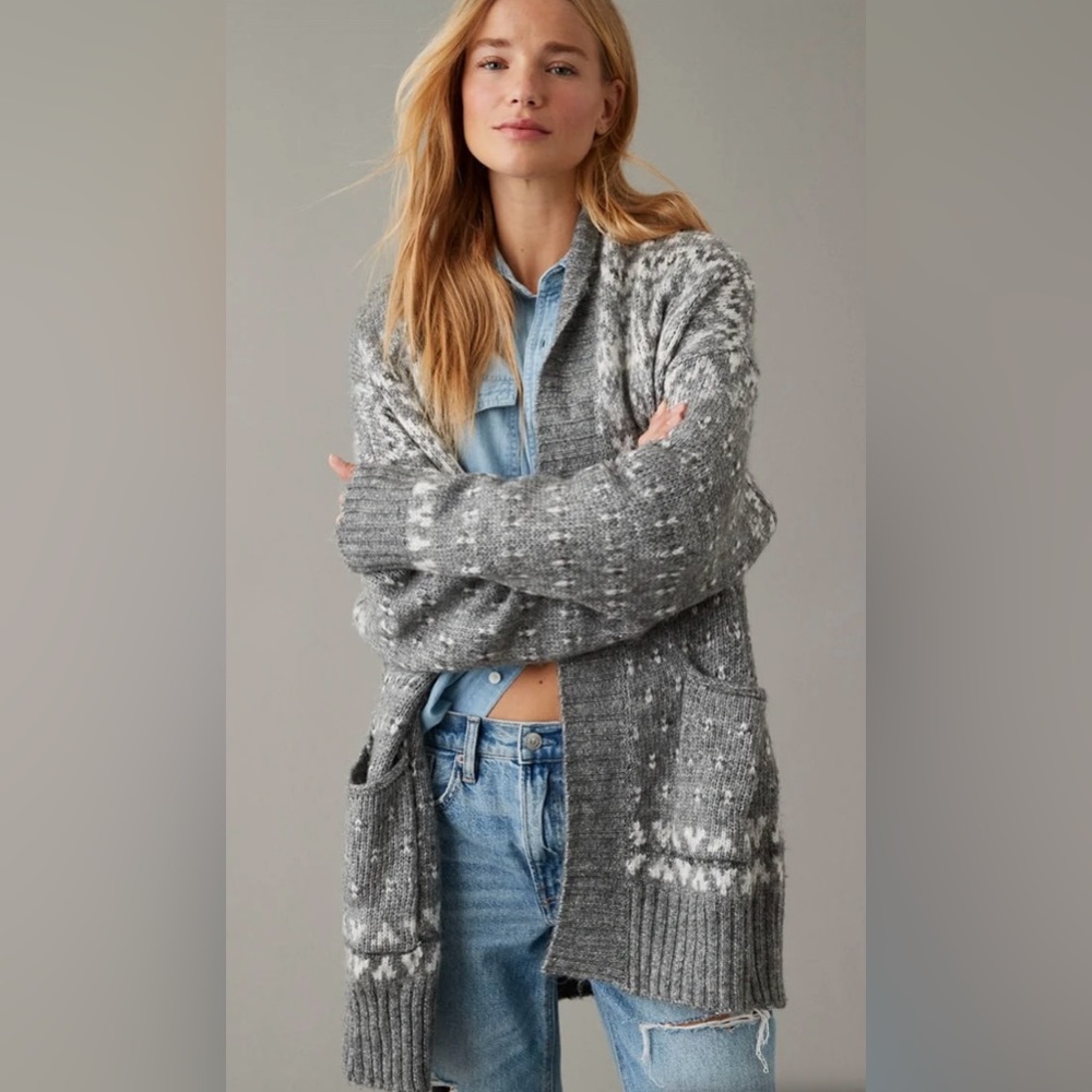 American Eagle Oversized Fair Isle Cardigan